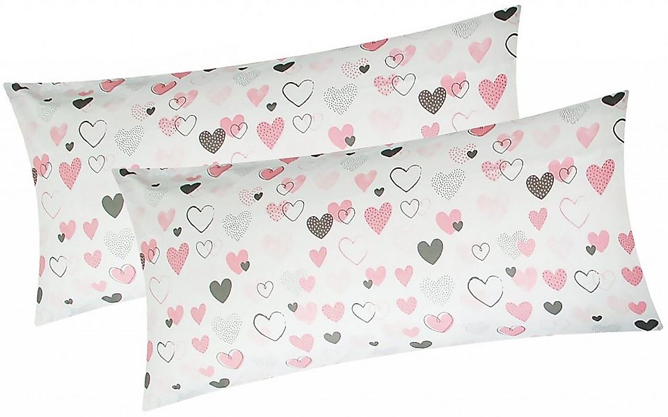 Heubergshop Kissenbezug, (2 Stück), 40x80cm Love Liebe Herzen 100% Baumwoll günstig online kaufen