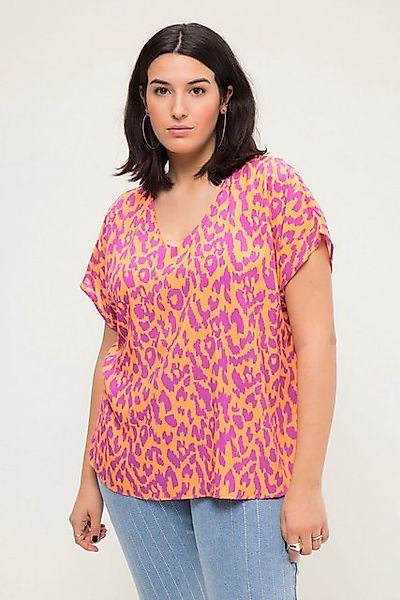 Studio Untold Druckbluse Blusenshirt oversized Animal Print V-Ausschnitt günstig online kaufen