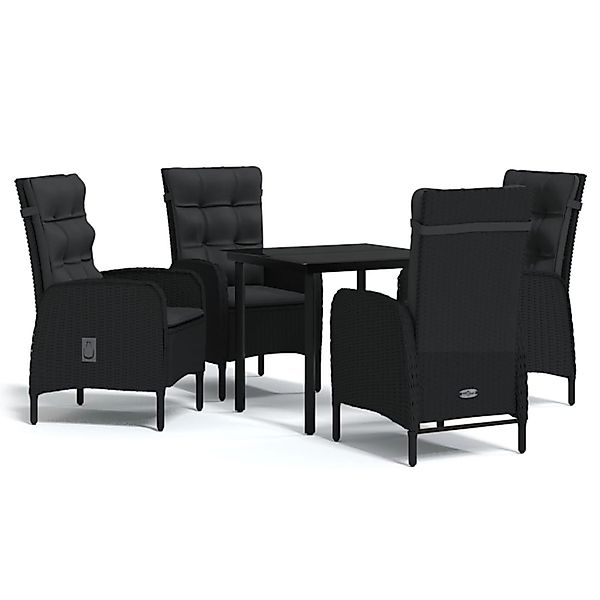 vidaXL 5-Tlg Garten-Essgruppe mit Kissen Schwarz 3099354 günstig online kaufen