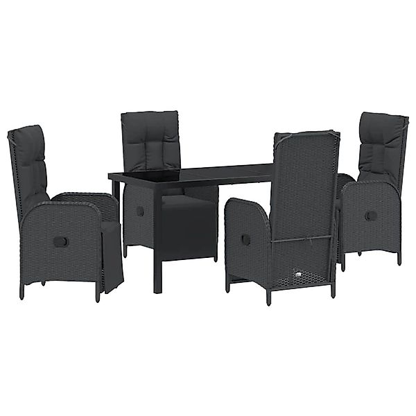 vidaXL Garten Essgruppe mit Kissen 5-Tlg Schwarz Poly Rattan 3380122 günstig online kaufen