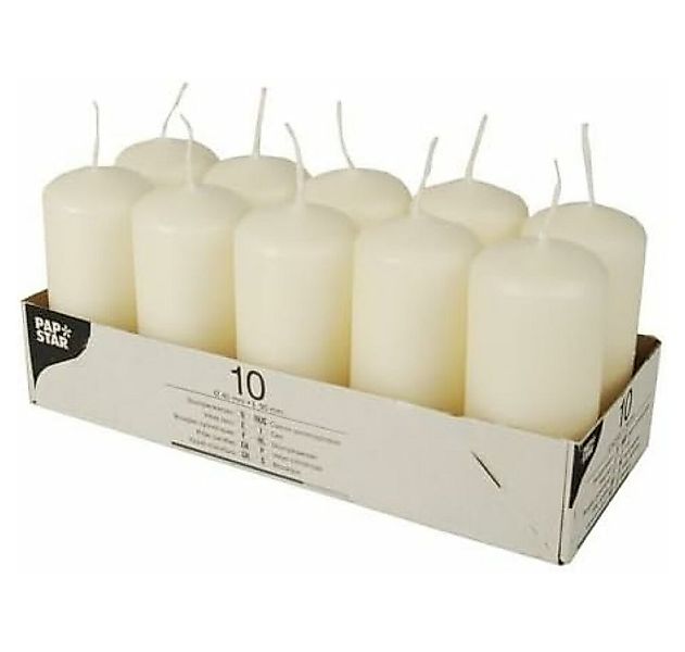 PAPSTAR Stumpenkerze 10 Stumpenkerzen creme günstig online kaufen
