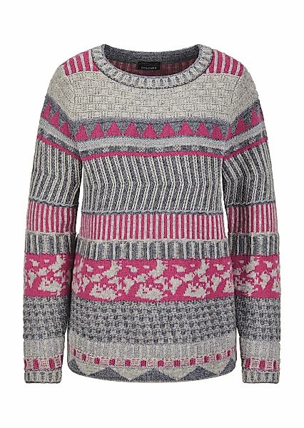 GOLDNER Strickpullover "Kurzgröße Norwegerpullover mit U-Boot-Ausschnitt" N günstig online kaufen