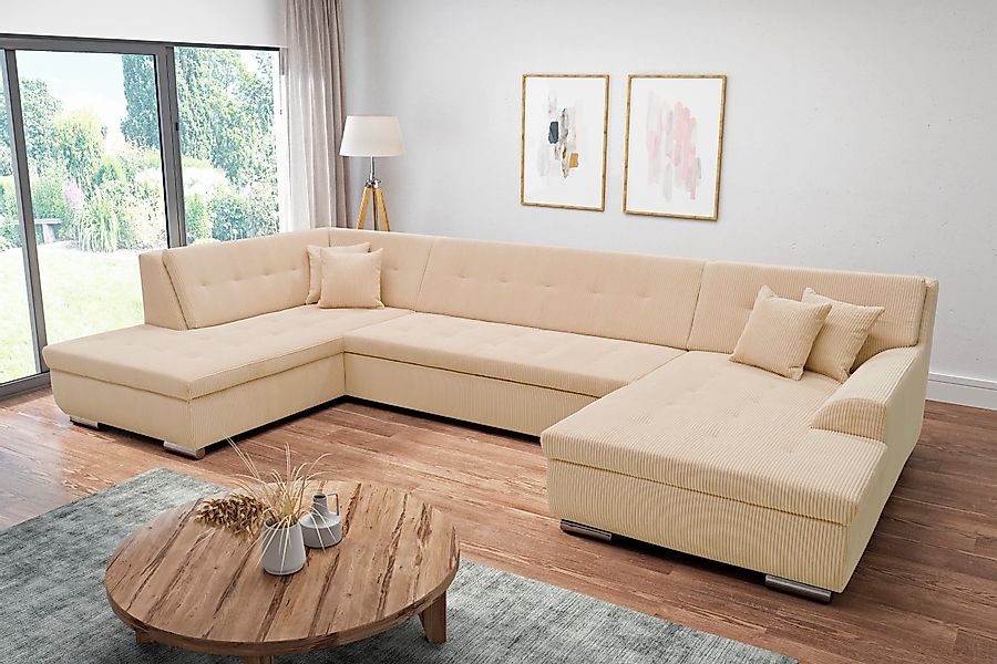 DOMO collection Wohnlandschaft "Treviso incl. Zierkissen, moderne Steppung, günstig online kaufen