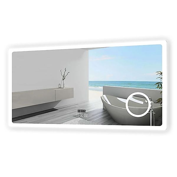 Aica Sanitär Badspiegel mit Bluetooth Uhr 70x50 cm Spiegel mit Schminkspieg günstig online kaufen