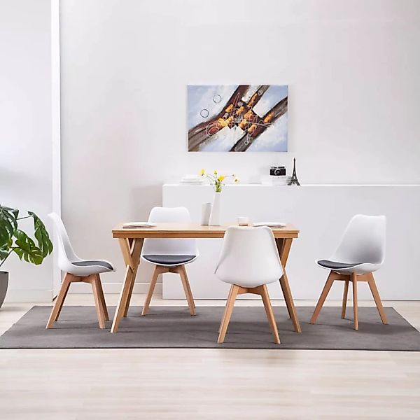 Esszimmerstühle 4 Stk. Weiß Und Schwarz Kunstleder günstig online kaufen