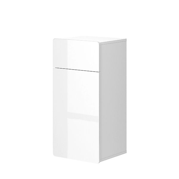 Vicco Midischrank Izan Weiß Hochglanz 37 x 77 cm mit Schublade und Tür günstig online kaufen