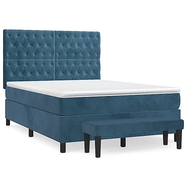 vidaXL Boxspringbett Boxspringbett mit Matratze Dunkelblau 140x190 cm Samt günstig online kaufen