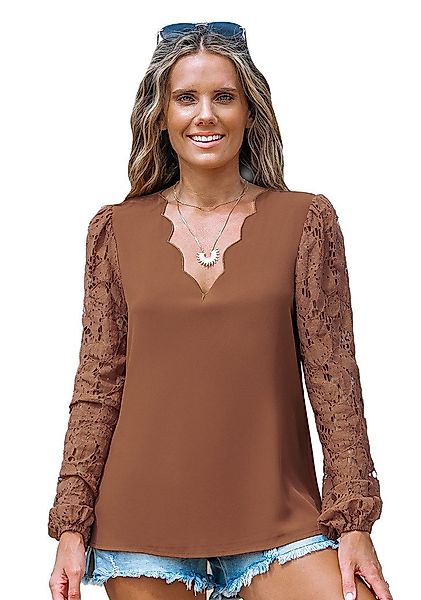 Cupshe Blusentop Langarm Top mit Spitze günstig online kaufen