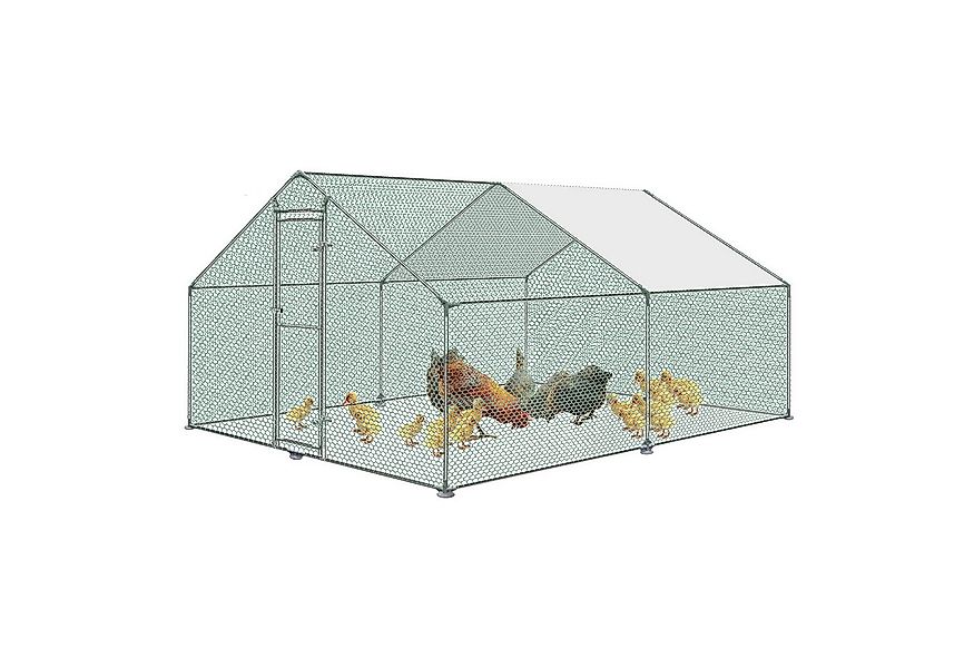 FIVMEN Hühnerstall Freilaufgehege mit Schloss Kleintierstall Freigehege, fü günstig online kaufen