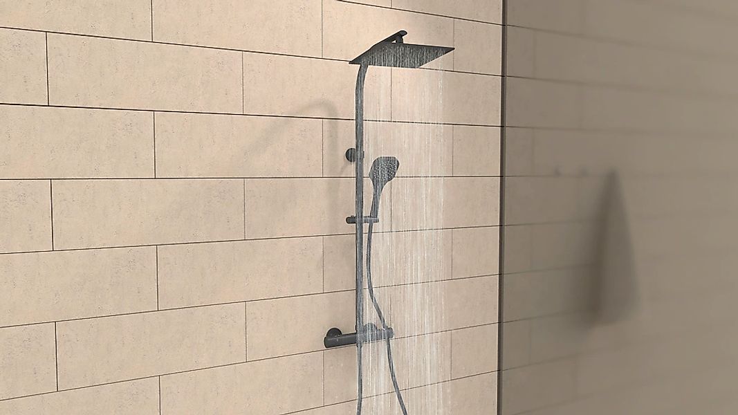welltime Duschsystem "Turin" eckiges Überkopfbrauseset mit Thermostat, Kopf günstig online kaufen