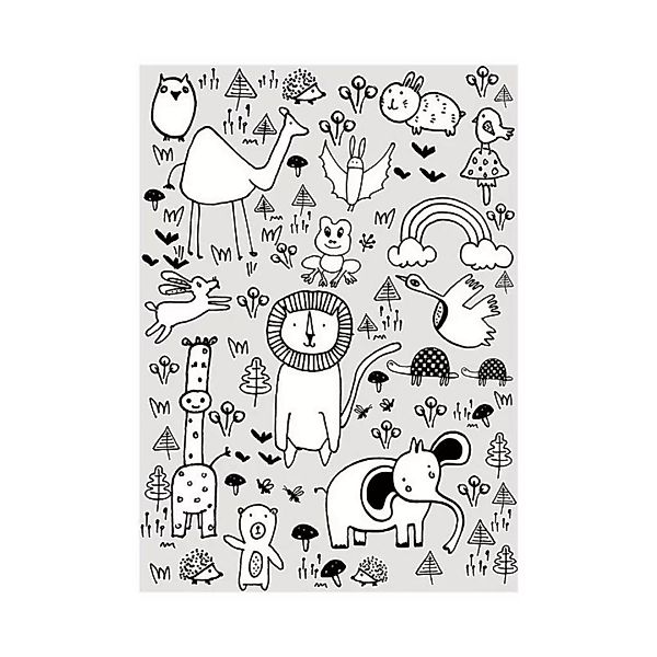 Komar Wandbild Scribble Park Tiere B/L: ca. 40x50 cm günstig online kaufen