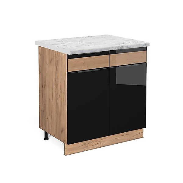 Vicco Küchenunterschrank Fame-Line Schwarz Eiche hochglanz/Goldkraft Eiche günstig online kaufen