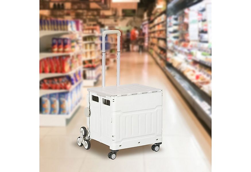HOMCOM Einkaufstrolley Klappbar Einkaufswagen mit Verstellbarem Teleskop-Gr günstig online kaufen