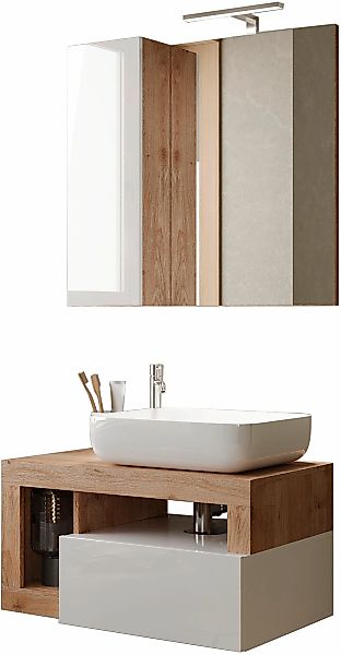 welltime Badmöbel-Set "Hamburg, Badezimmerset 2tlg. Breite 79 cm, Badmöbel, günstig online kaufen