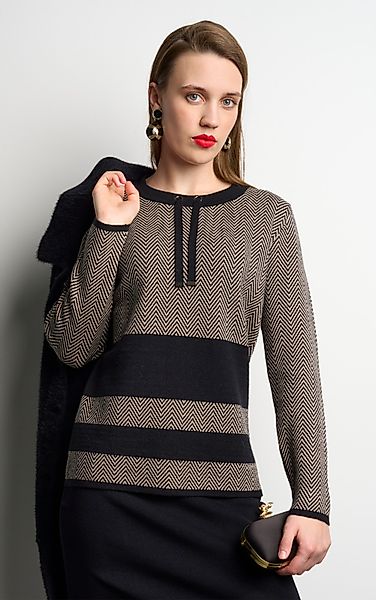 Passioni Strickpullover mit Fischgrätennmuster günstig online kaufen