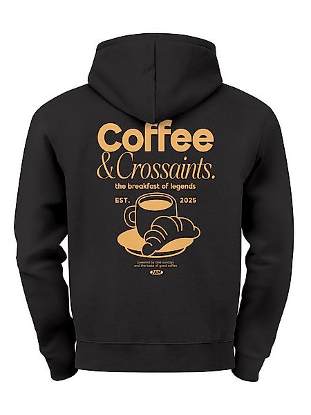 Neverless Hoodie Herren Hoodie Backprint Coffee & Croissants, Frühstücks-Mo günstig online kaufen