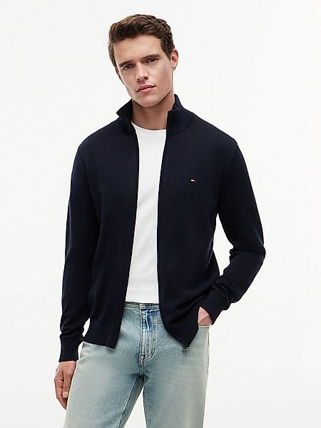 Tommy Hilfiger Strickjacke ESSENTIAL COTTON ZIP THRU mit Logostickerei günstig online kaufen