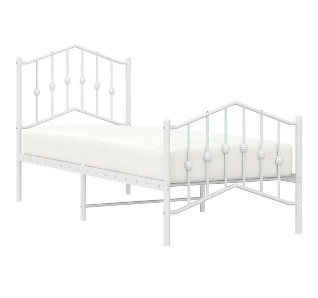 vidaXL Bett Bettgestell mit Kopf- und Fußteil Metall Weiß 75x190 cm günstig online kaufen
