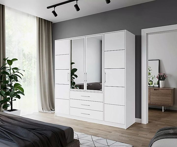 Deine Möbel 24 Kleiderschrank LABOO Drehtürenschrank 150 200 240 cm Weiss m günstig online kaufen