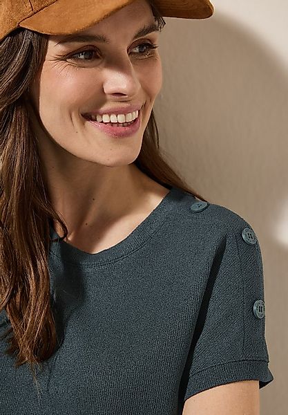 CECIL T-Shirt in Struktur-Optik und mit Knopf-Details günstig online kaufen