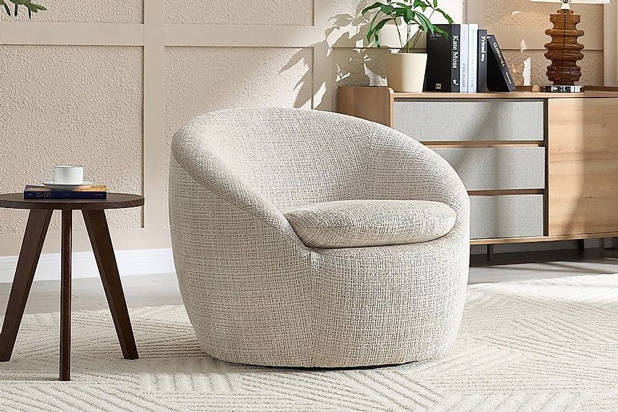 riess-ambiente Drehsessel ALPINE beige - Strukturstoff, 360° drehbar, Armle günstig online kaufen