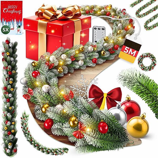 Kunstgirlande Weihnachtsgirlande LED Girlande 5m inkl. günstig online kaufen