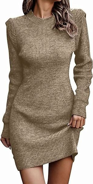FIDDY Maxikleid Strickkleid Damen Langarm Pullover Damen Lang Hüftkleid Für günstig online kaufen