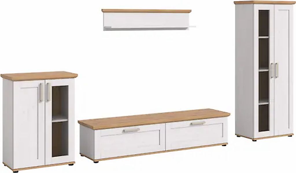 Home affaire Wohnwand »Cosenza« Set, 4 Stk. tlg. Cosenza, Breite: 336 cm,2x günstig online kaufen