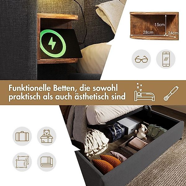 HAUSS SPOLE Polsterbett 160×200 mit Nachttisch, Leselampe und Ladefunktion günstig online kaufen
