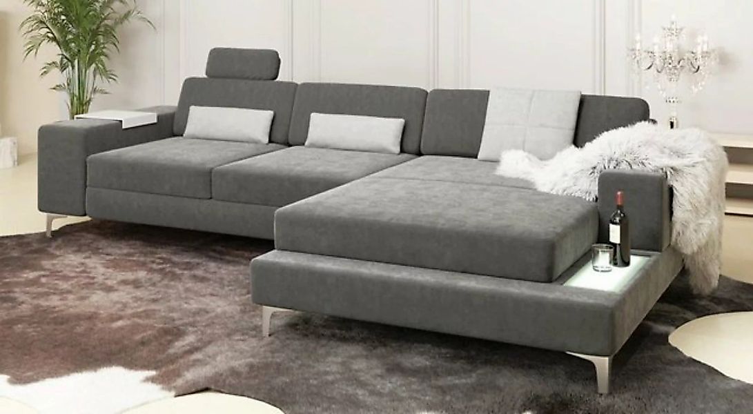 BULLHOFF Ecksofa Designsofa Eckcouch Ecksofa »MÜNCHEN IV« grau anthrazit XX günstig online kaufen