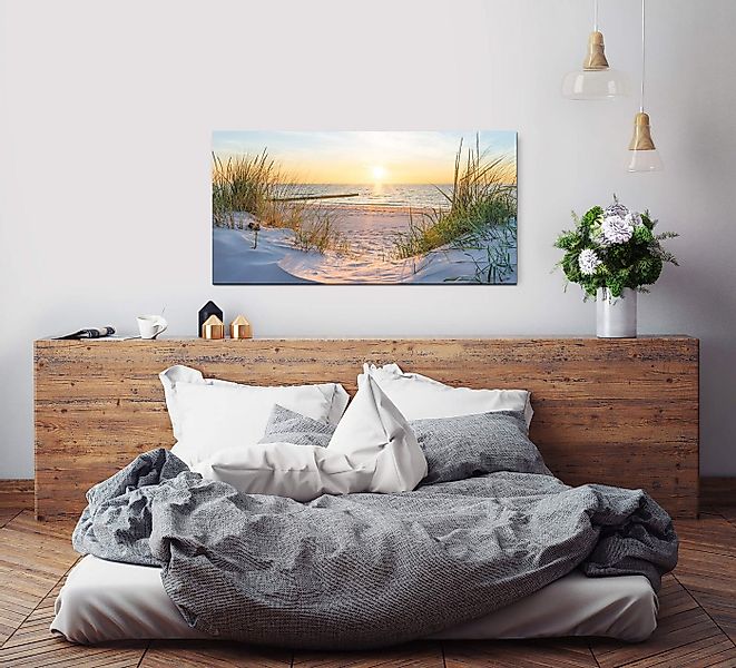 Sinus Art Leinwandbild Sonnenuntergang an der Ostsee Wandbild in verschiede günstig online kaufen