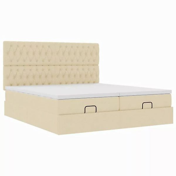 vidaXL Bett Ottoman-Bett mit Matratzen Creme 160x200 cm Stoff günstig online kaufen