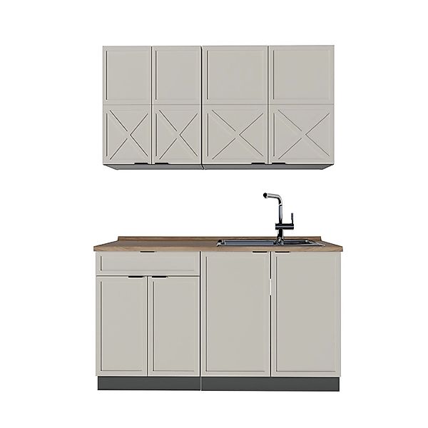 Vicco Fame-Line Singleküche GrauBeige/Anthrazit 140 cm AP Eiche günstig online kaufen