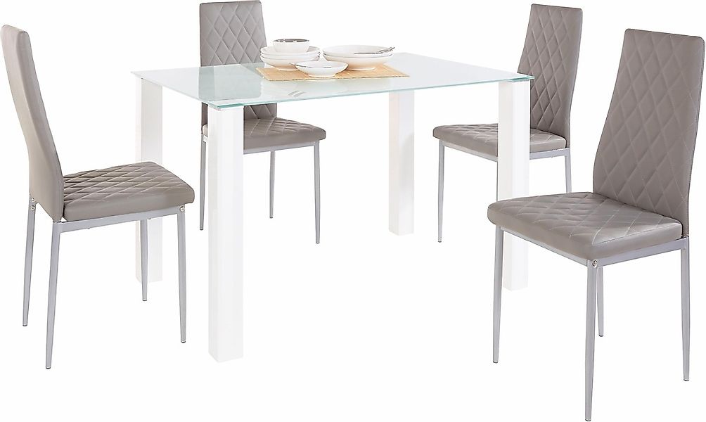 INOSIGN Essgruppe, (Set, 5 tlg.), mit Glastisch, Breite 120 cm günstig online kaufen