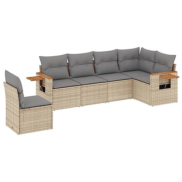 vidaXL 6-Tlg Garten-Sofagarnitur mit Kissen Beige Poly Rattan 3226857 günstig online kaufen