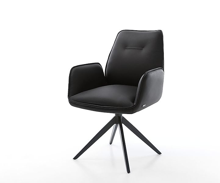 Esszimmerstuhl Zoa-Flex Echt-Leder Schwarz Kreuzgestell breit Schwarz Tasch günstig online kaufen