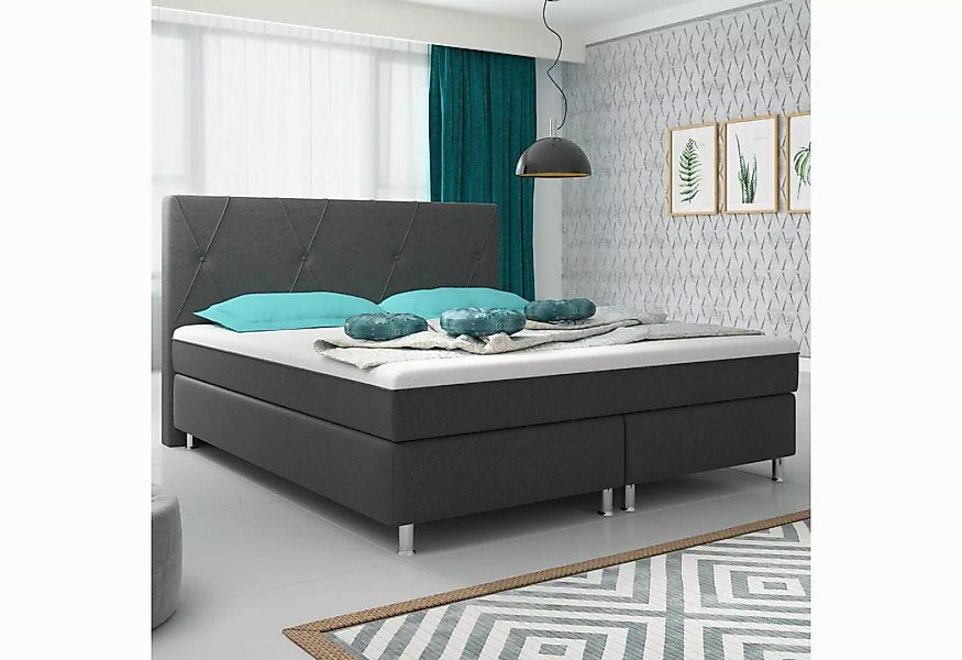 interbed Boxspringbett Boston Plus mit integriertem Topper 180x200 Webstoff günstig online kaufen