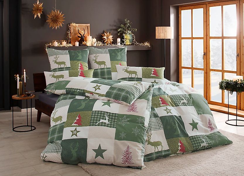 OTTO home Bettwäsche "Nicholas" 2 Stk. Weihnachtsbettwäsche, Winter, in 3 Q günstig online kaufen