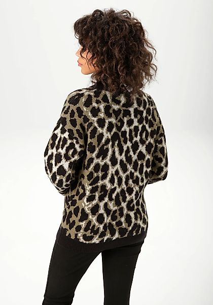 Aniston CASUAL Strickjacke im trendfarbigen Leo-Muster - NEUE KOLLEKTION günstig online kaufen