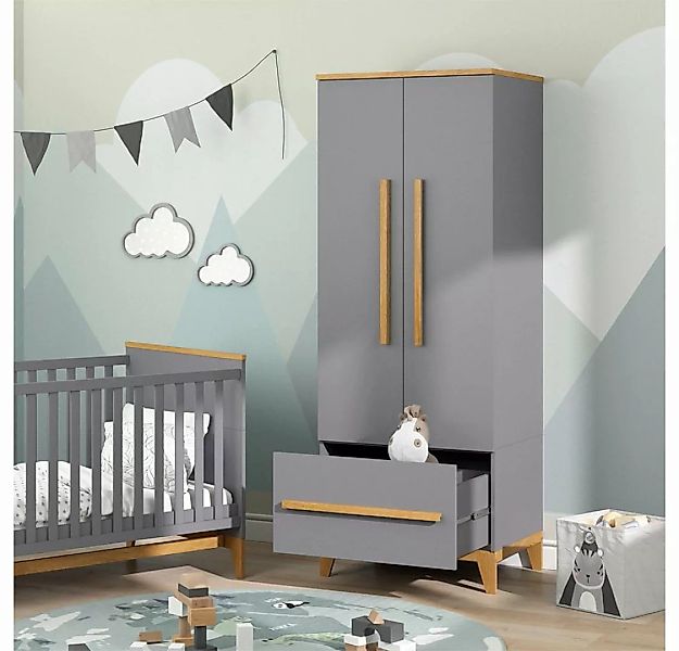 Vicco Kleiderschrank Kinderzimmerschrank Aufbewahrungsschrank MAILIA Grau E günstig online kaufen