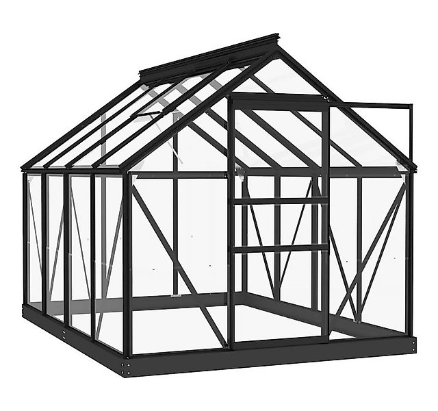 furnicato Gewächshaus Glas Anthrazit 155x200,5x191 cm Aluminium günstig online kaufen