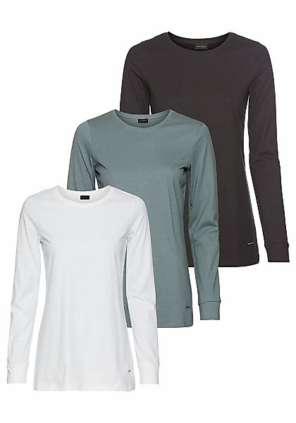 Laura Scott Langarmshirt, (3-er Pack), mit Bündchen am Ärmelabschluss günstig online kaufen