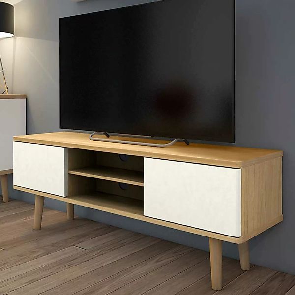 Fernsehlowboard im Skandi Design Cremeweiß und Eichefarben günstig online kaufen