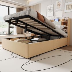 Flieks Holzbett, Hydraulisches Stauraumbett Doppelbett 140x200cm günstig online kaufen