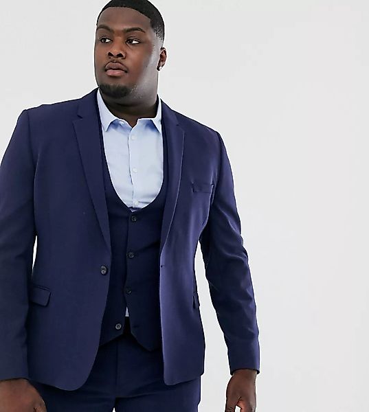ASOS DESIGN – Plus – Sehr eng geschnittene, marineblaue Anzugsjacke günstig online kaufen
