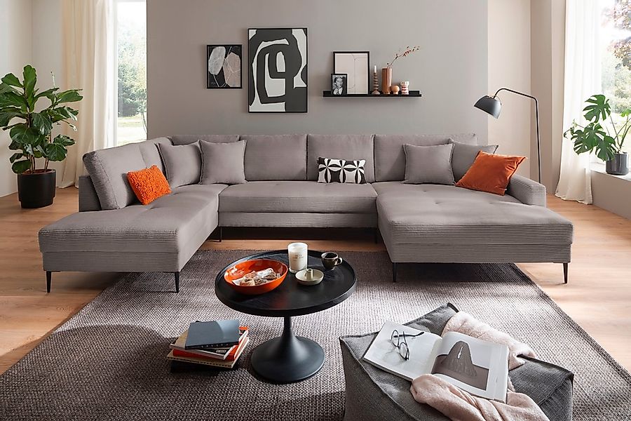 Trends by HG Wohnlandschaft "Summer U-Form", in Cord-Stoff mit Metallfuß günstig online kaufen
