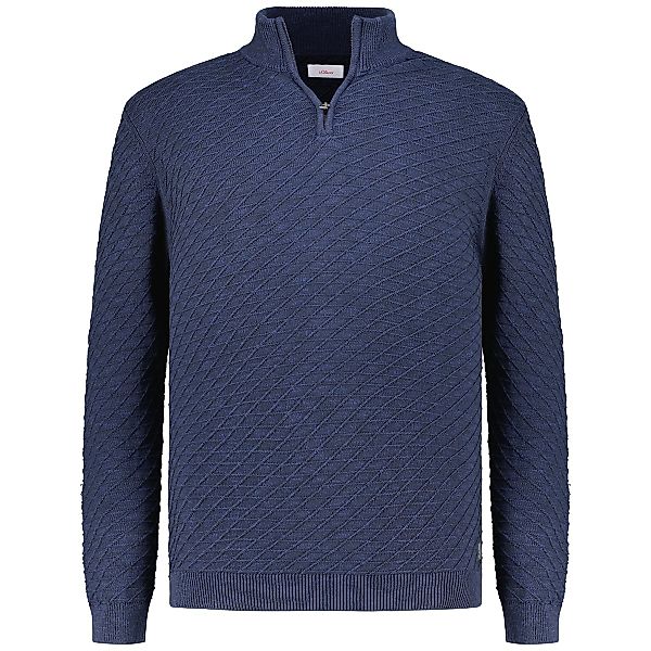 s.Oliver Strickpullover mit Rauten-Struktur Farbe blau Größe: 5XL günstig online kaufen