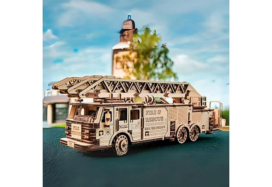 Eco Wood Art Modellbausatz Eco-Wood-Art Mechanischer LKW Feuerwehrauto Mech günstig online kaufen