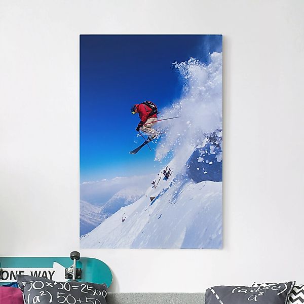 Leinwandbild - Hochformat Skisprung am Hang günstig online kaufen