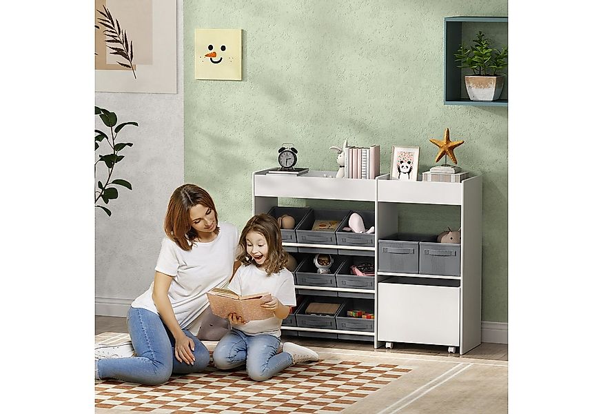 AIYAPLAY Spielzeugtruhe Spielzeugregal mit 11 Stoffboxen, oberen Fächern, 3 günstig online kaufen